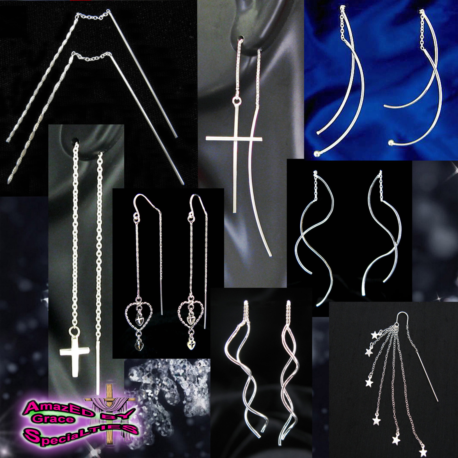Twists ‘Double Drop’ Ear Threads- SOLID 925 Sterling Silver