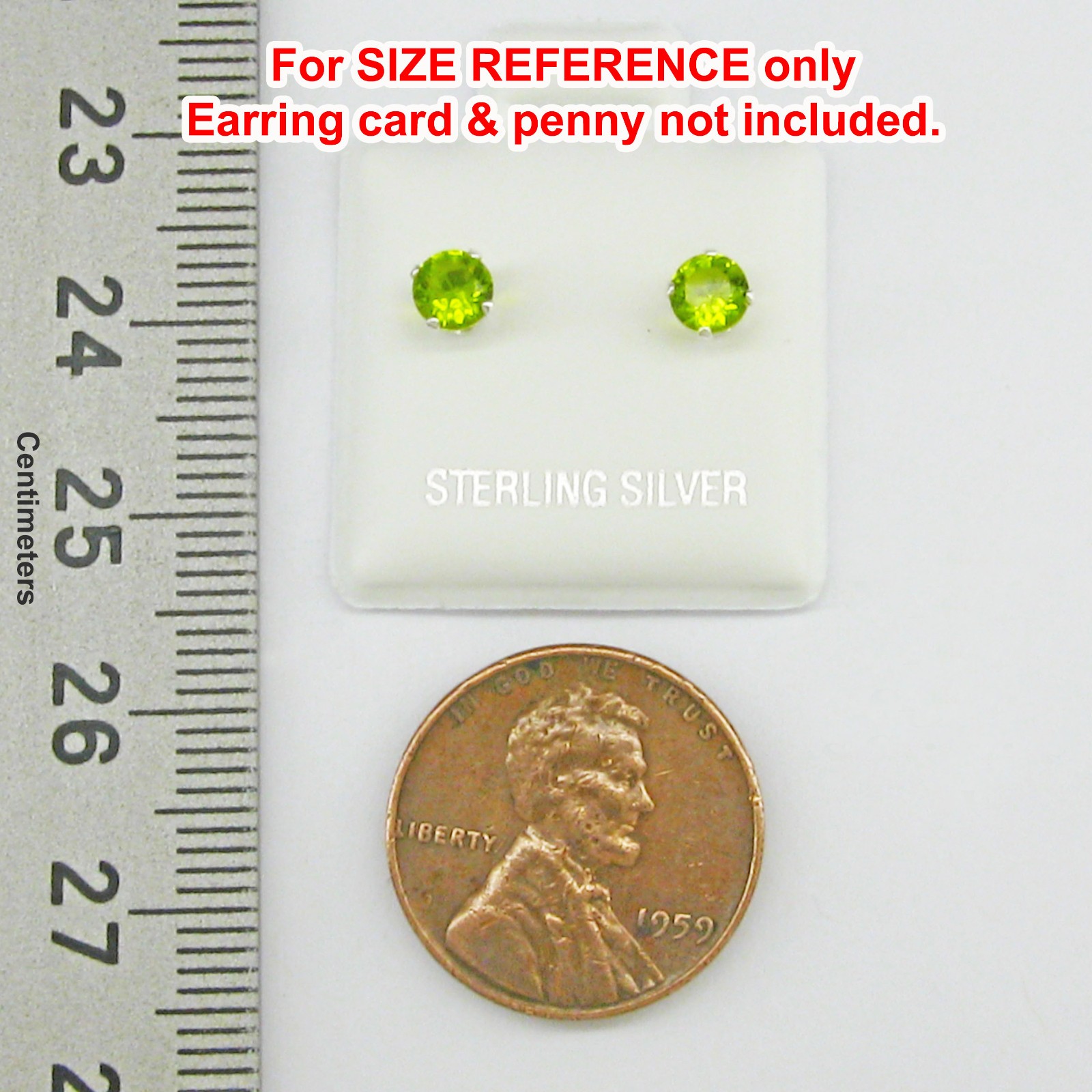 4mm Round Peridot Simulant Post Earrings – SOLID Sterling Silver – NEW!