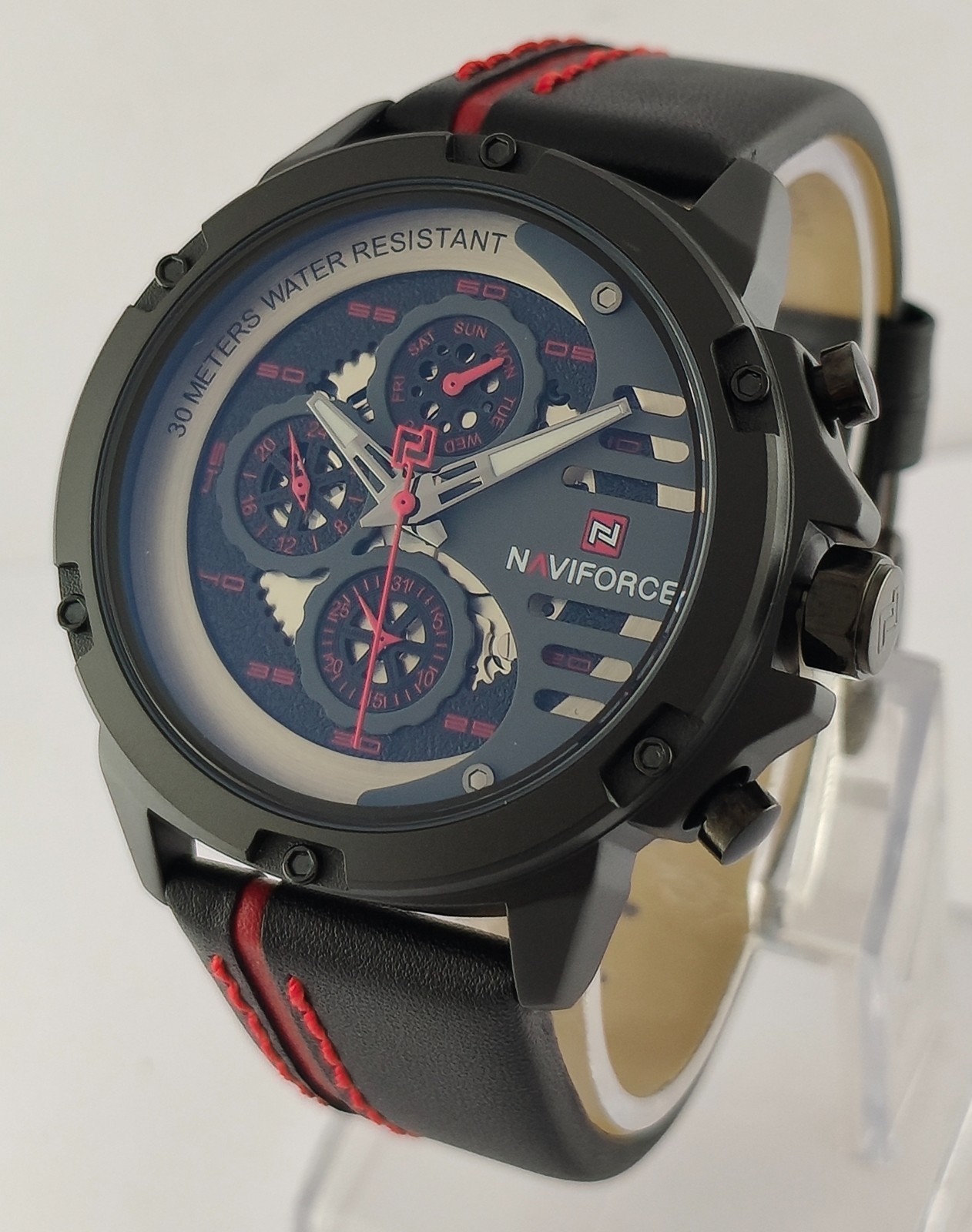 Naviforce Quartz Chronograph Grey Dial Date & Day Great Working Men Wristwatch