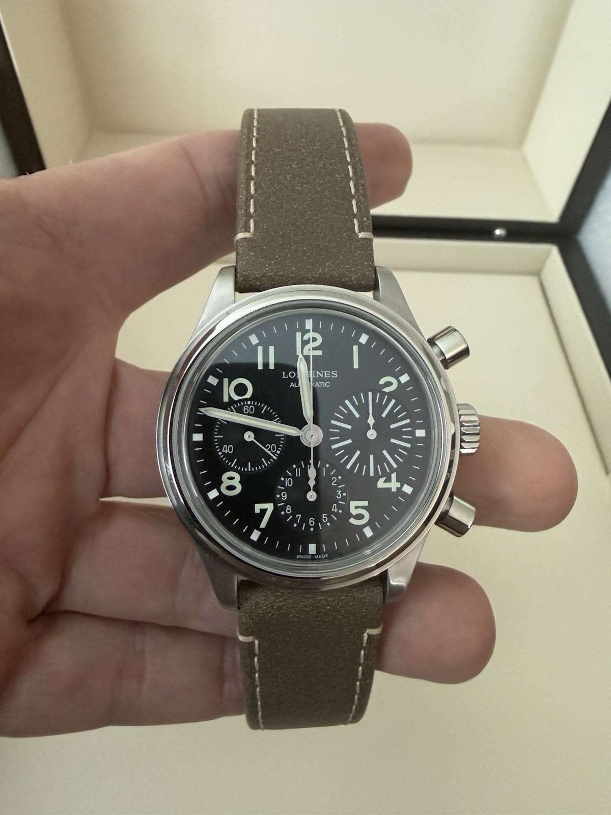 LONGINES AVIGATION BIG EYE 41mm BLACK DIAL FULL SET L2.816.4.53.2 **worn**