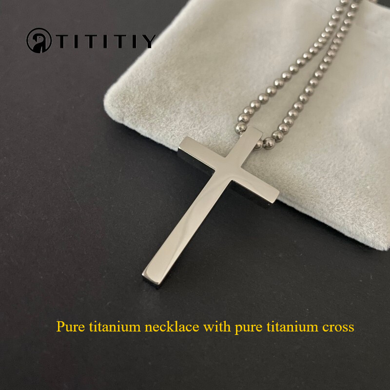 New Pure Titanium Cross Pendant Necklace Ultra-light Anti-allergy Classic Design