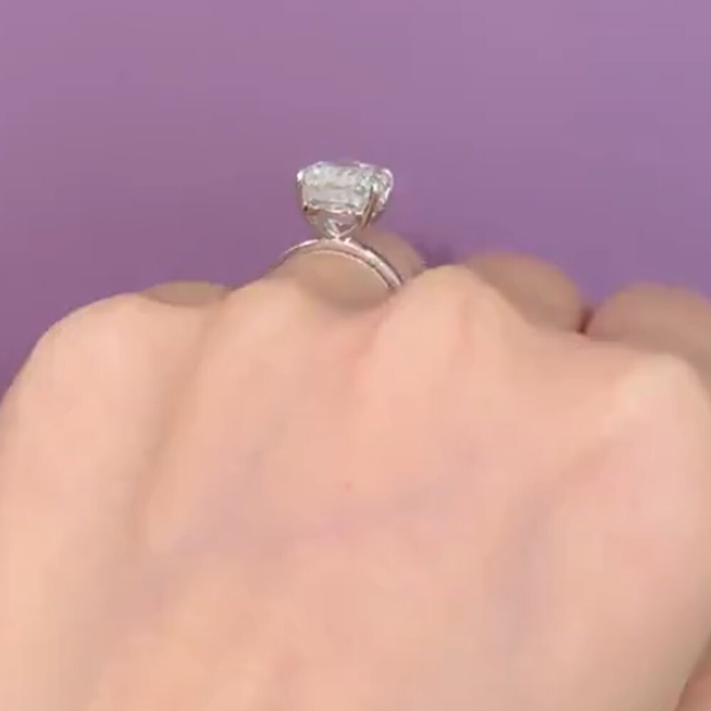 4.76 Ct Cushion Cut Moissanite Solitaire Engagement Ring 14K White Gold Plated