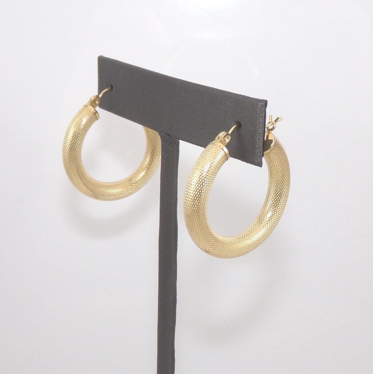 14K Yellow Gold Round Circle Tube Hoop Earrings