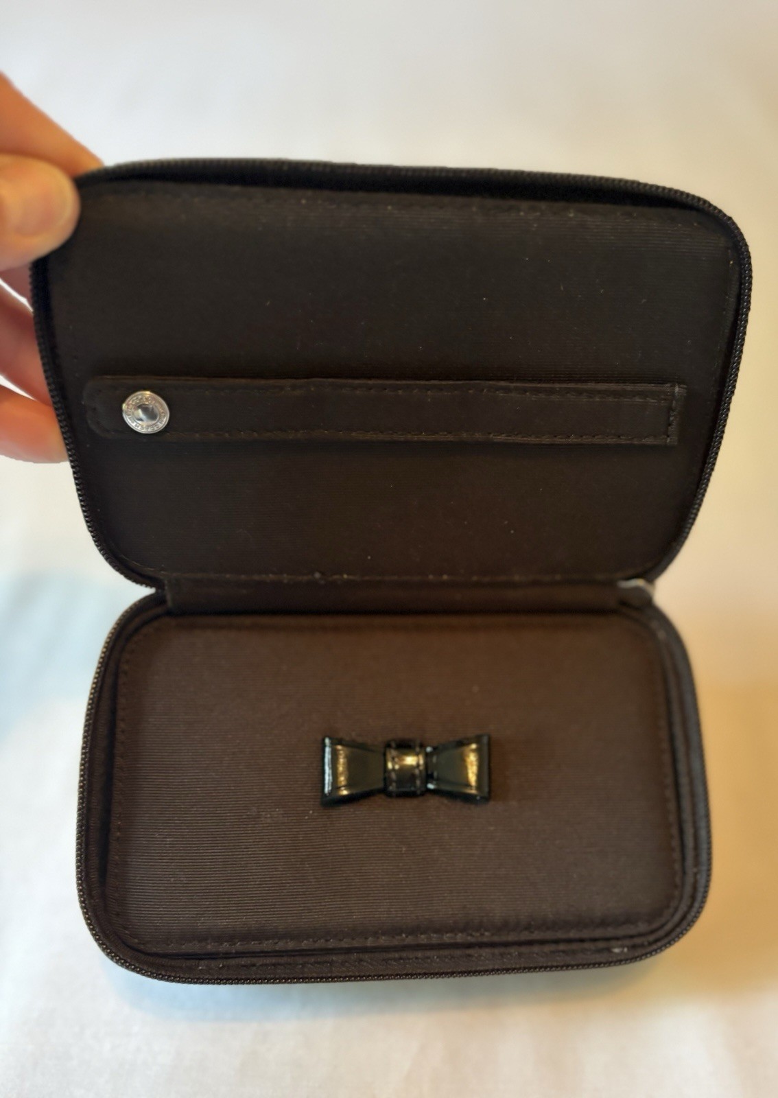 Authentic COACH Signature Monogram Travel Zip Around Jewelry Case BLACK