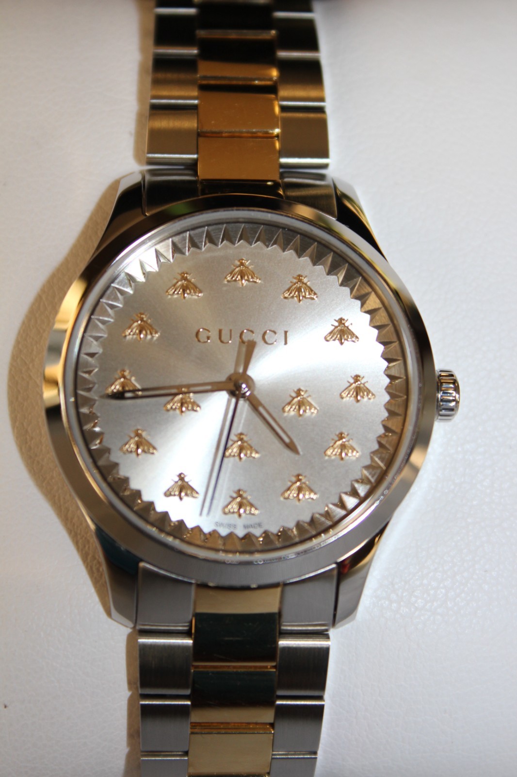 Gucci G-Timeless 18K Yellow Gold / SS 32mm Ladies Watch Multi-Bee MSRP: $6450