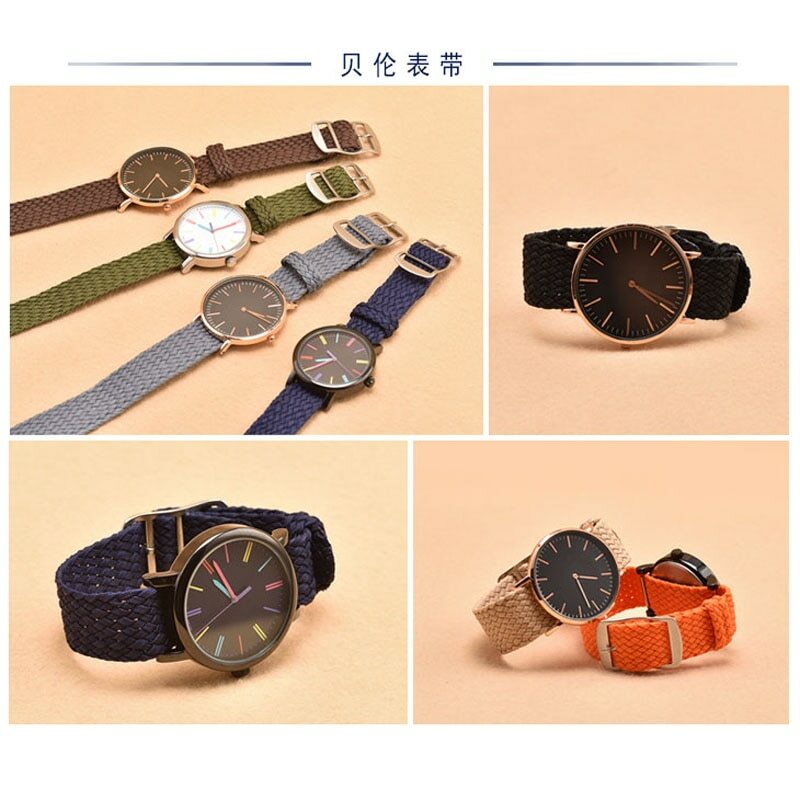 No-hole Nylon Strap 14mm 16 18 20 22mm Wristband Weave Fabric Canvas Watch Band