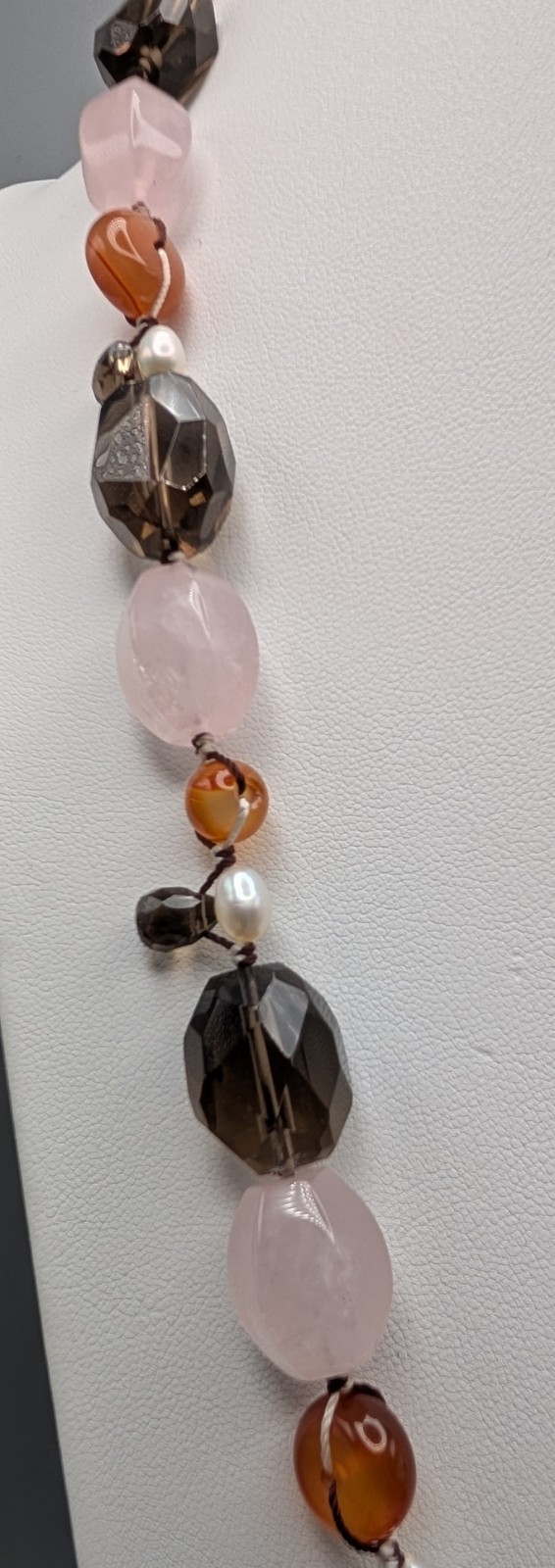 JAI John Hardy 925 Sterling Rose Quartz Smoky Quartz Carnelian Necklace