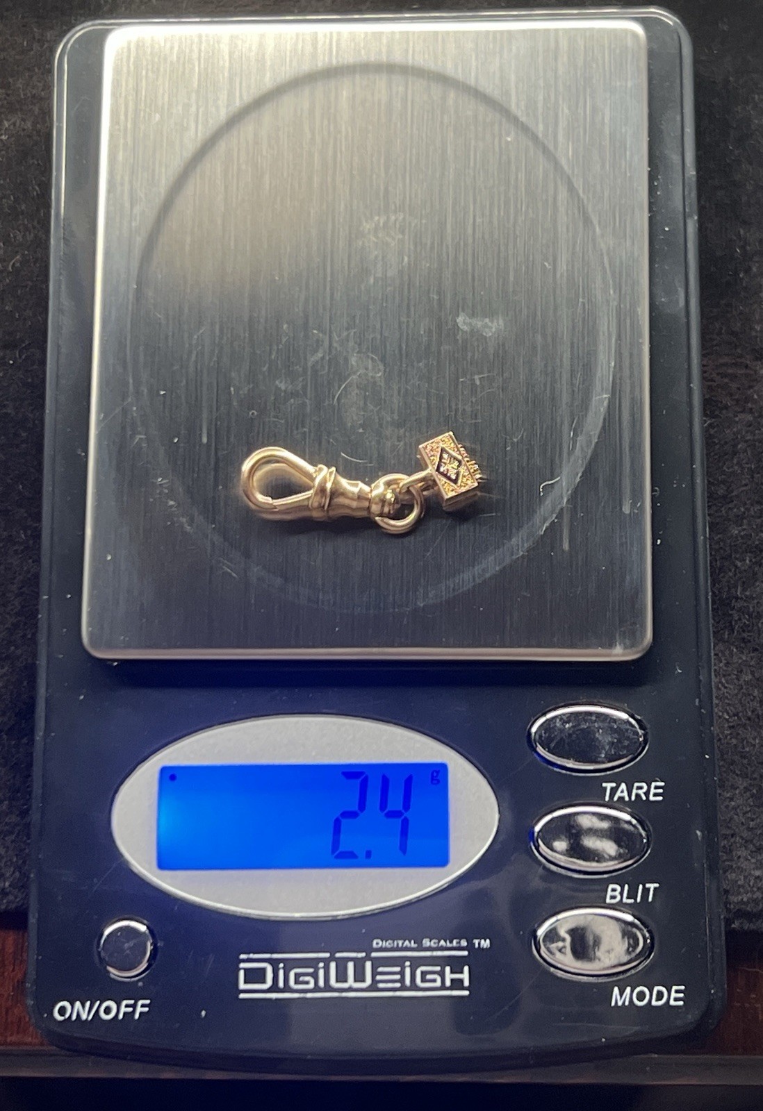 Victorian Antique 14k Yellow Gold Dog Clip Clasp w/Taille d’Epargne finding