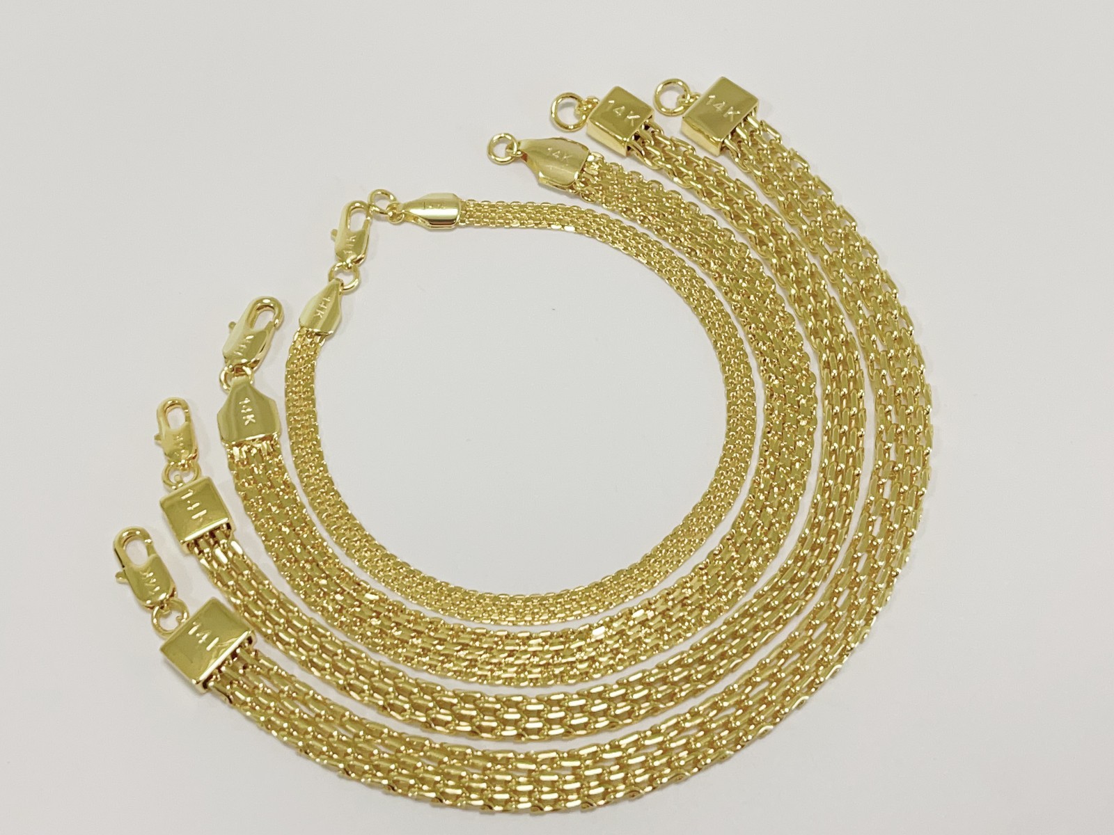 14k Yellow Gold 7″-8.5″ 8mm 6mm 4.7mm Bismark Link Chain Anklet Bracelet