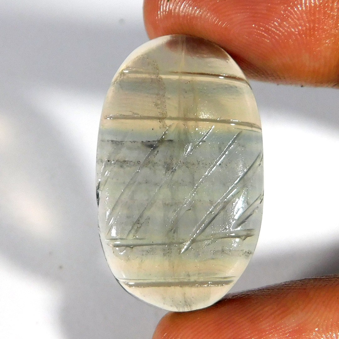 34.15Cts. Carved Fluorite 100% Natural Unique Oval Cabochon Loose Gemstone