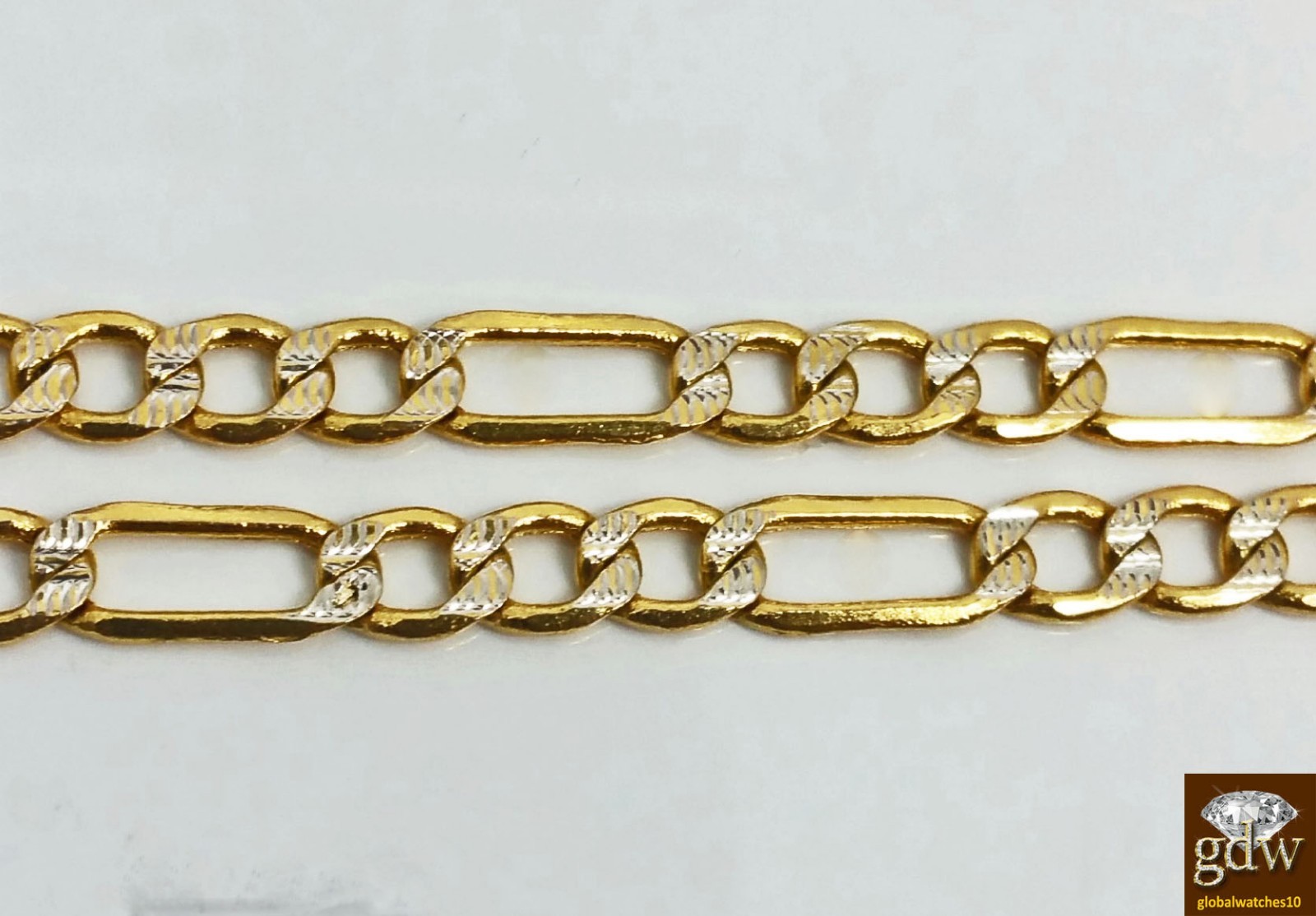 Real 10K Yellow Gold Anklet 10″ Inch Diamond Cut Figaro Link Ladies 4mm Lobster