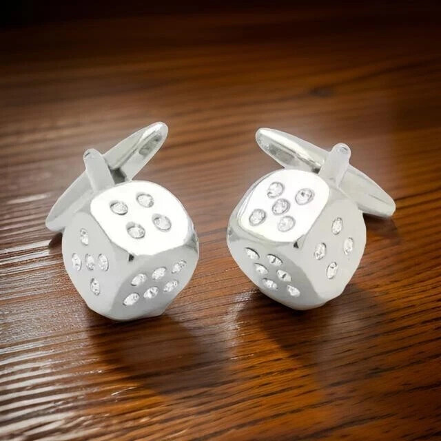 Men’s Wedding Cufflinks 2Ct Round Cut Lab Created Diamond 14K White Gold Plated