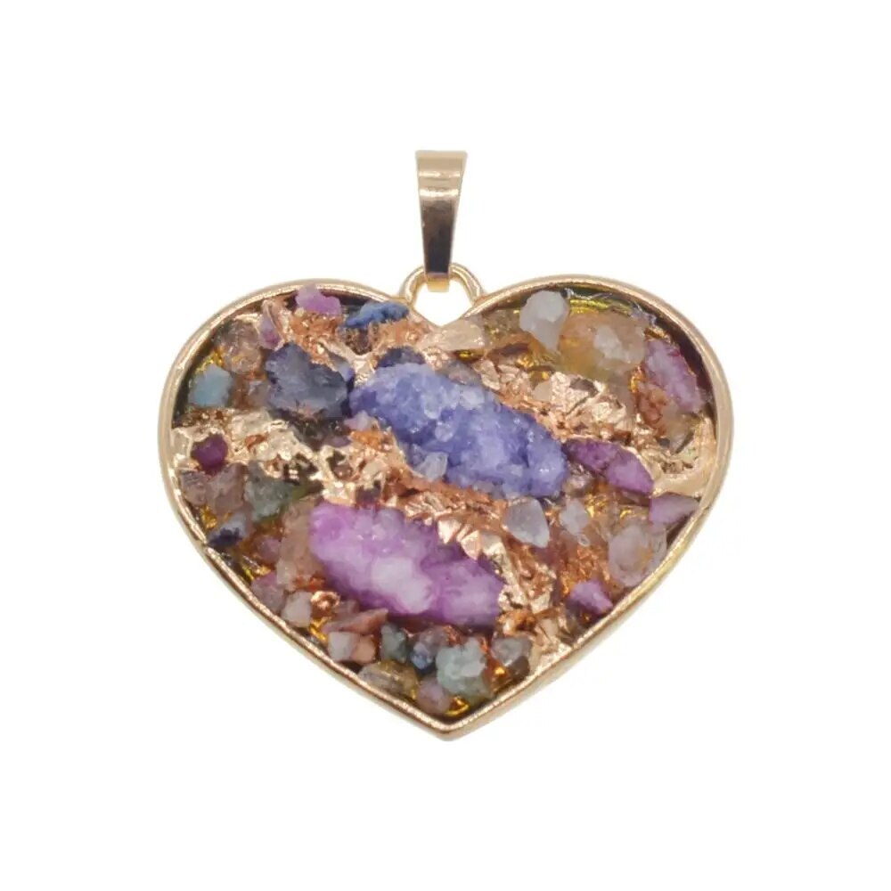 Geometric Colorful Nature Stone Necklace Tear Drop Crystal Pendant for Women Men