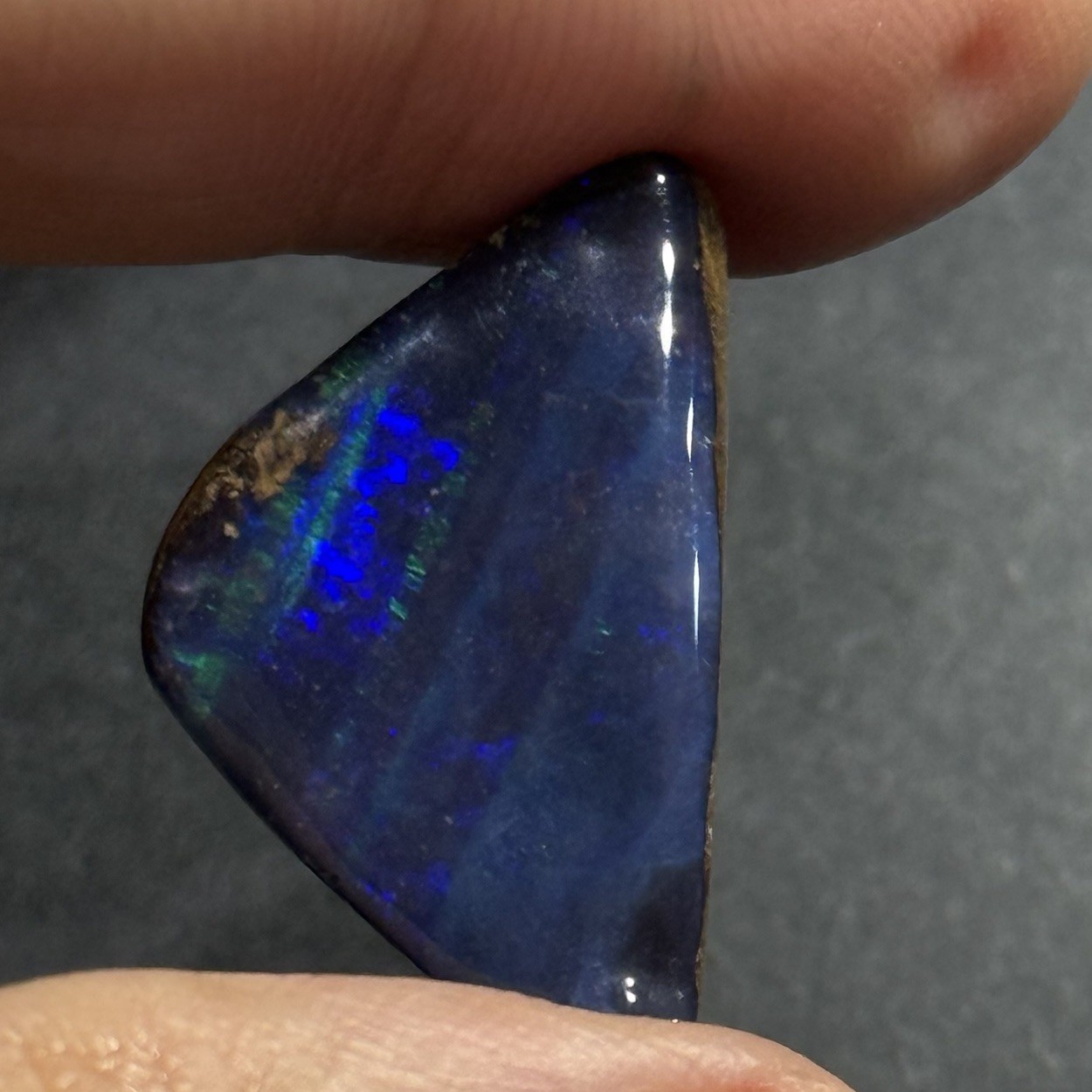 13ct 24x15x4mm Dark Blue Neon Green Fire Boulder Australian Opal Cabochon Gem