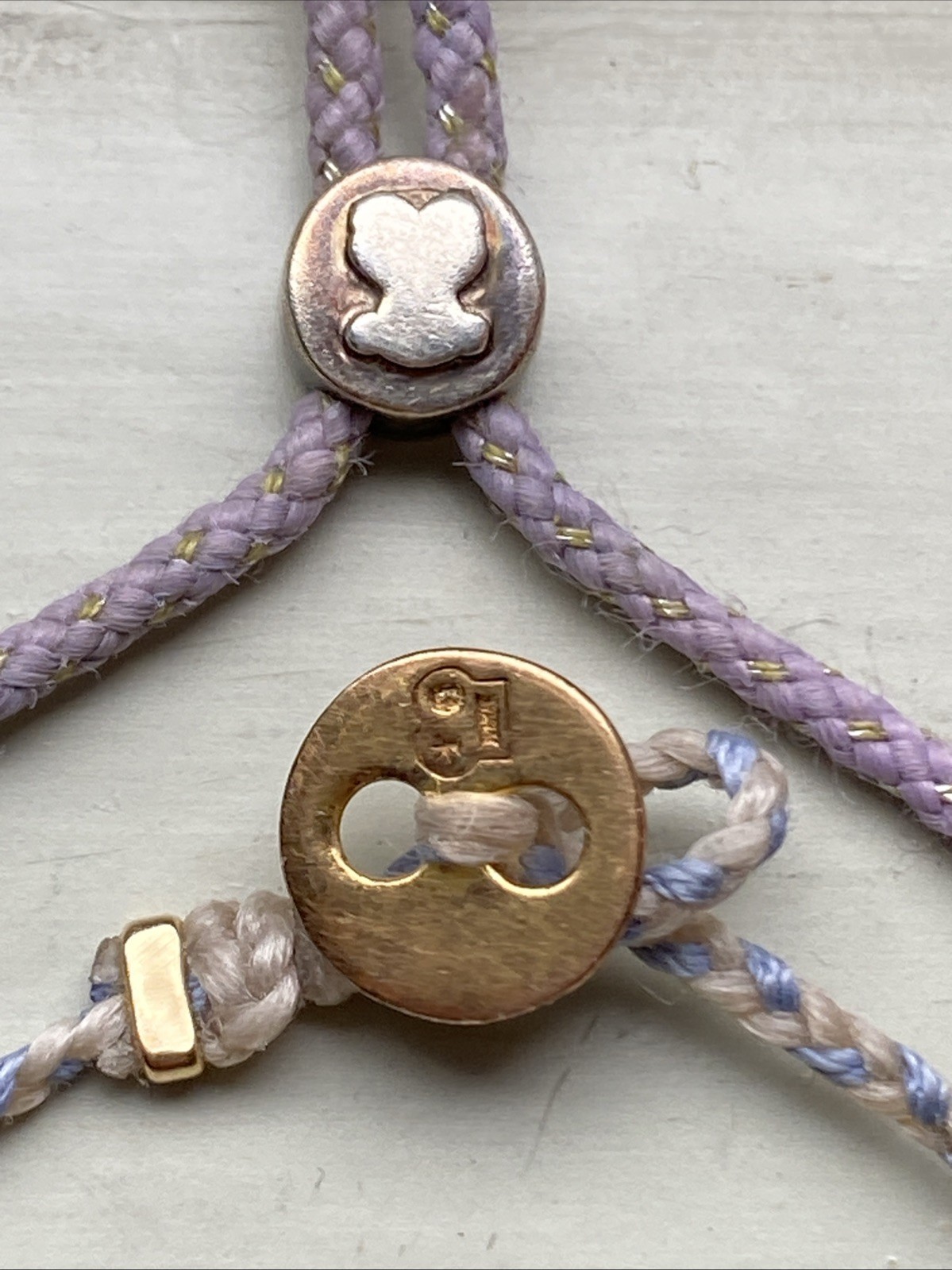 Scosha TOUS Cotton Bracelets Adjustable Cotton Sterling Silver Bronze Stamped