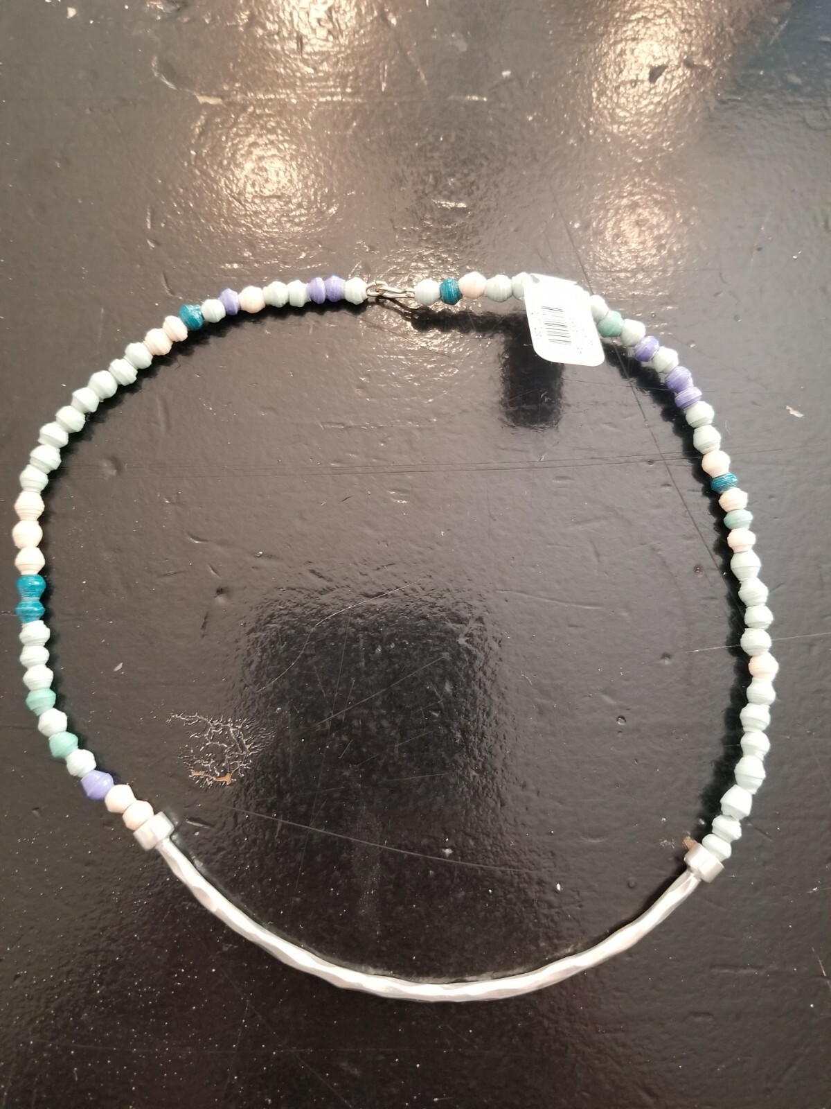 Thirty One Bits Sani Blue Mix Necklace Handmade beaded bohemian hippie $48 new.