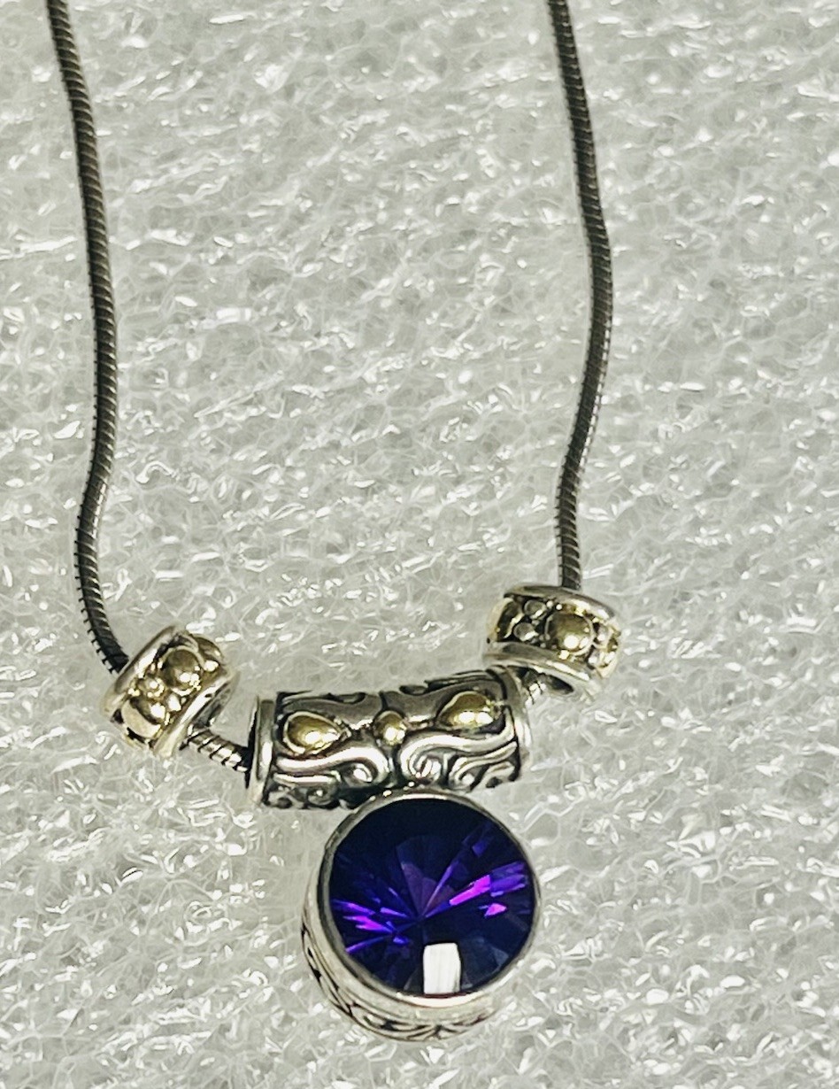 Natural Amethyst 18 Inch Necklace Solid 925 3 Carats Carved Tube Bezel Beads