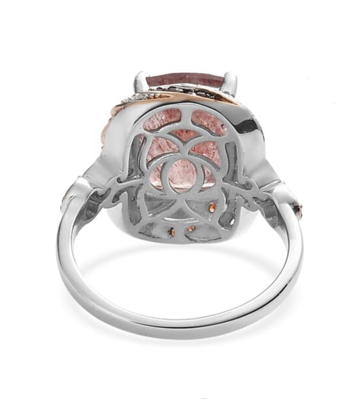 Women STATEMENT Ring Pink Red Tanzanian Ring (8) Sterling Silver Vermeil ELEGANT
