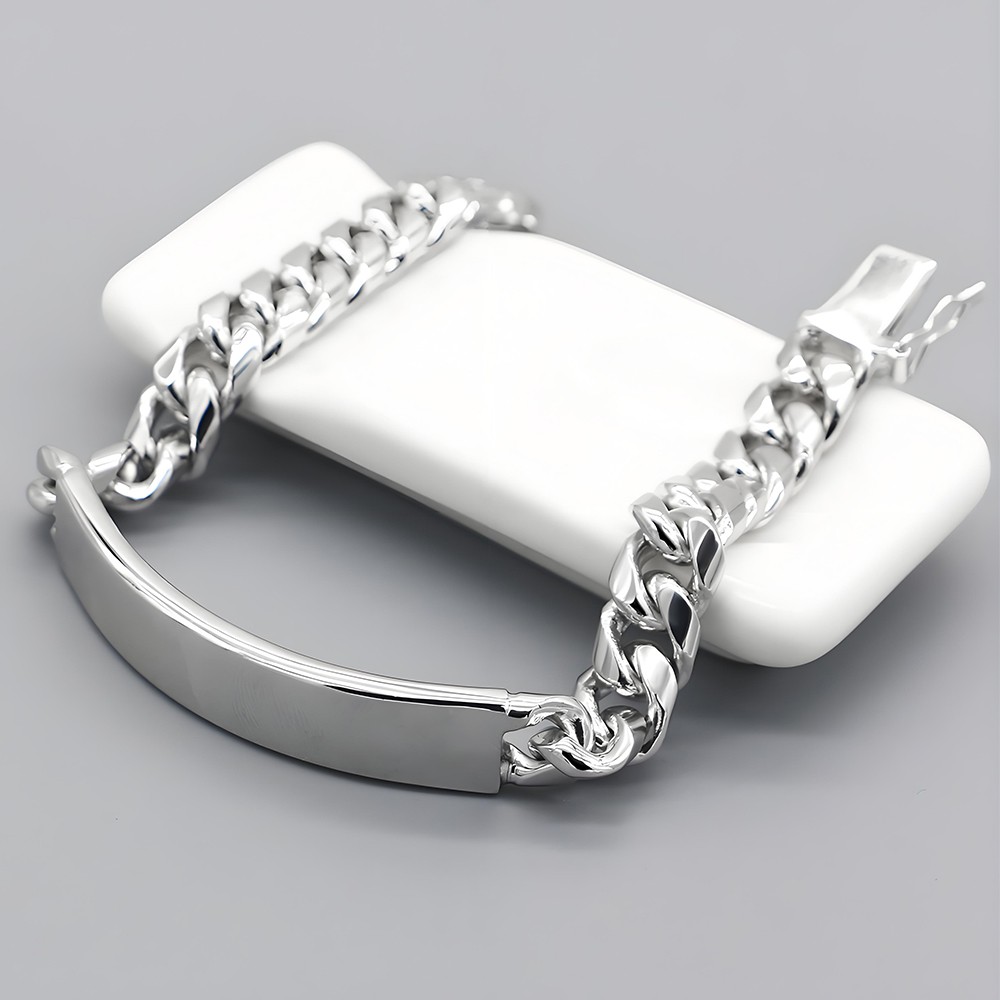 Solid 925 Sterling Silver Mens Link Chain Bar Miami Cuban Bracelet 10mm ALL SIZE