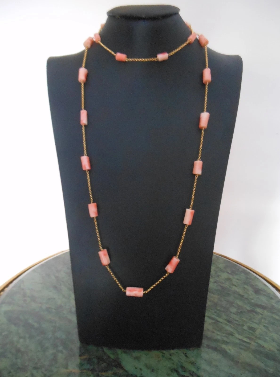 Magnificent Natural Coral Long Necklace – Art Nouveau Style