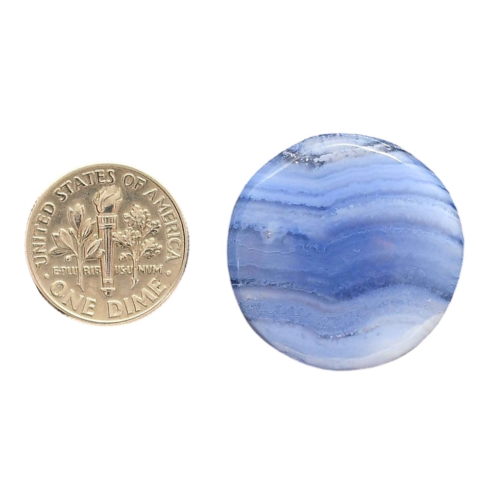 Natural Blue Lace Agate 25.5×25.5×5.5mm Round Shape Polished Gemstone LS89-05447