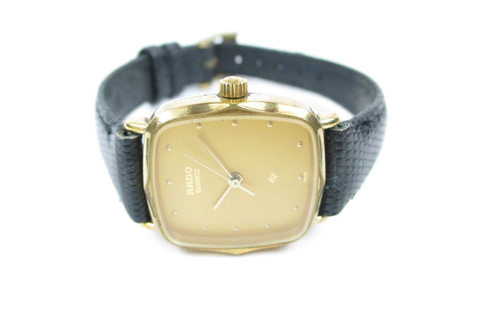 RADO 110.5155.2 Black Dial Black Leather Band Quartz Ladies Watch RW3344L