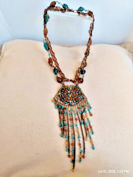 Southwest Style Multi-Color Wire Wrapped Glass Beaded Necklace