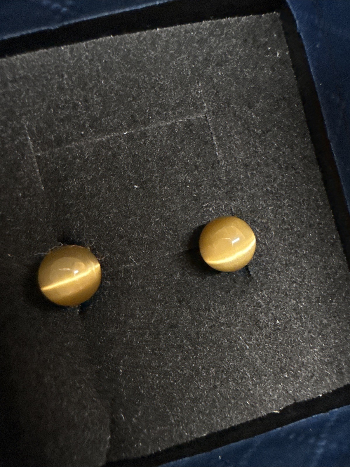 Brown Stone Stud Earrings – Round Minimalist Studs – Gift Box Included
