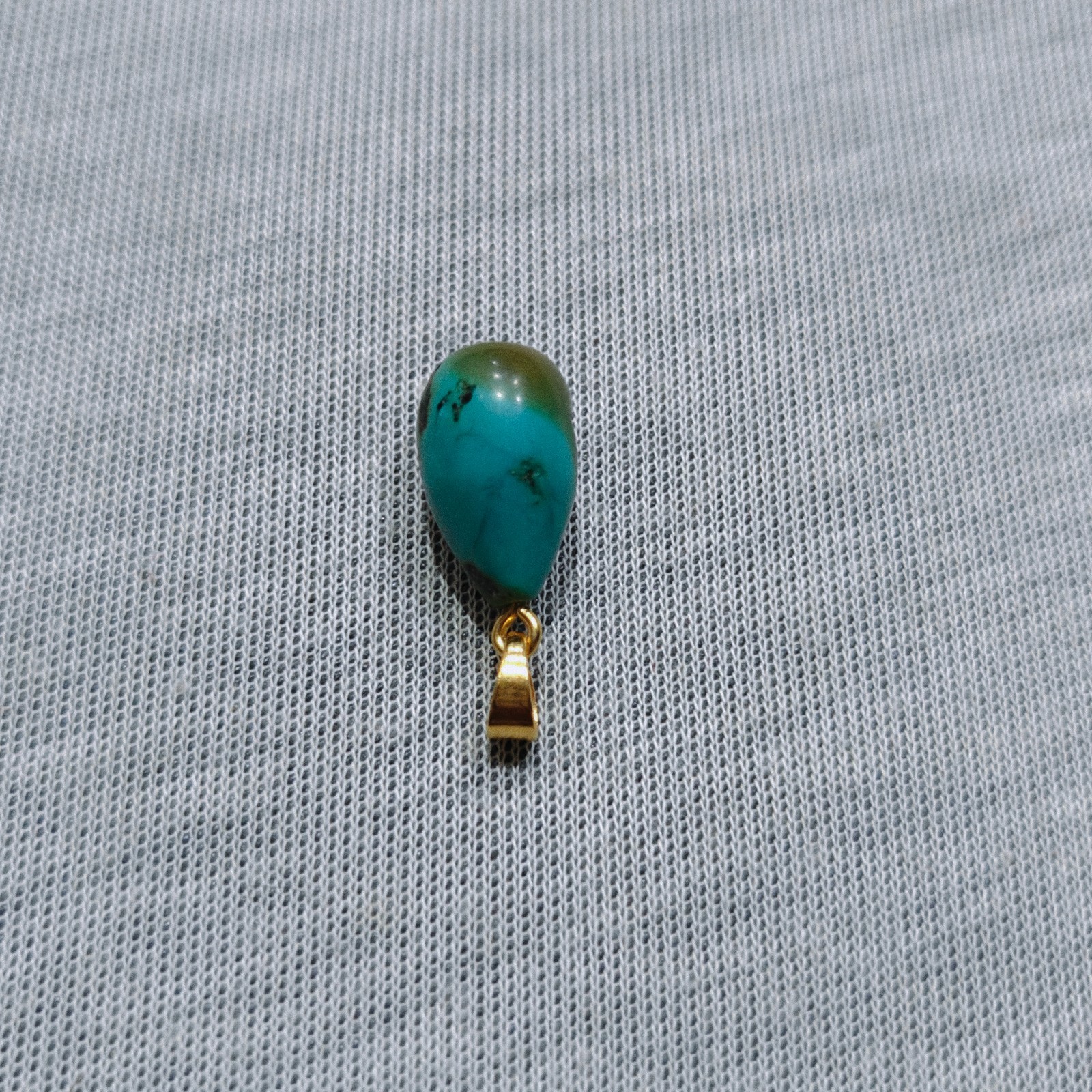 Natural Tibet Turquoise Teardrop Beads Brass Pendant Handmade Tribal Boho Gift