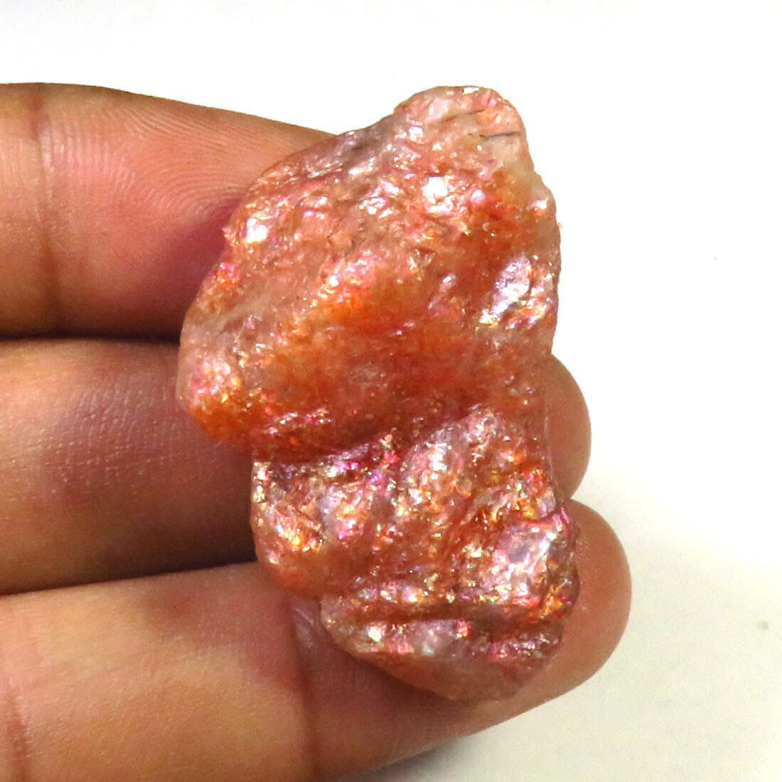 Rainbow Orange Sunstone Rough 38x21mm 79cts Natural Sunstone Rough Gems SR-399