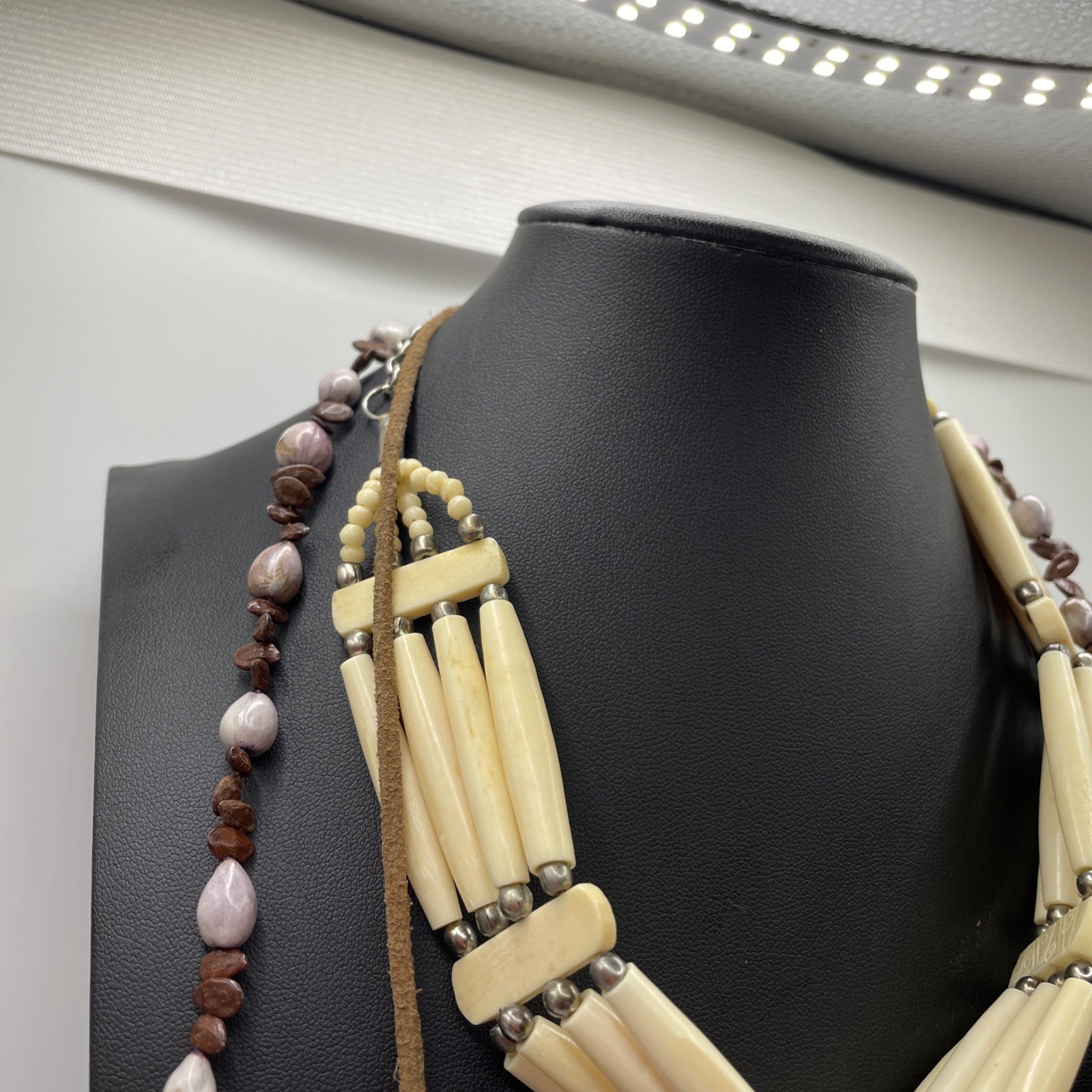 Necklace Lot Of 9 Misc Ethnic Estate Jewelry Shells Seeds Clay Beads Boho Funky