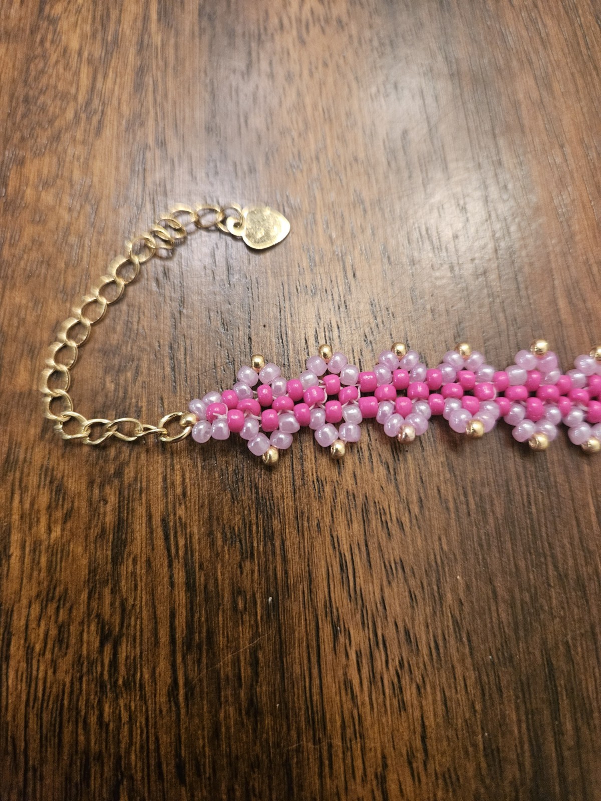 Pink Handmade Seed Bead Bracelet