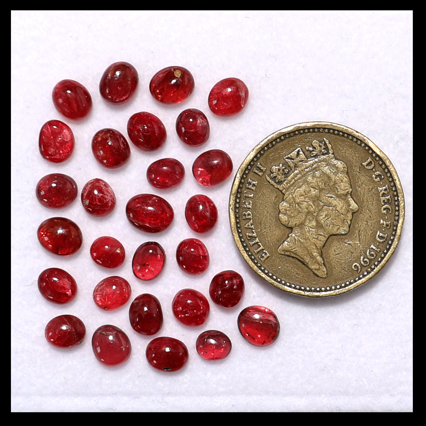 28 PC Natural Red Spinel Untreated 4.5mm-6mm High Quality Cabochon Gemstones Lot