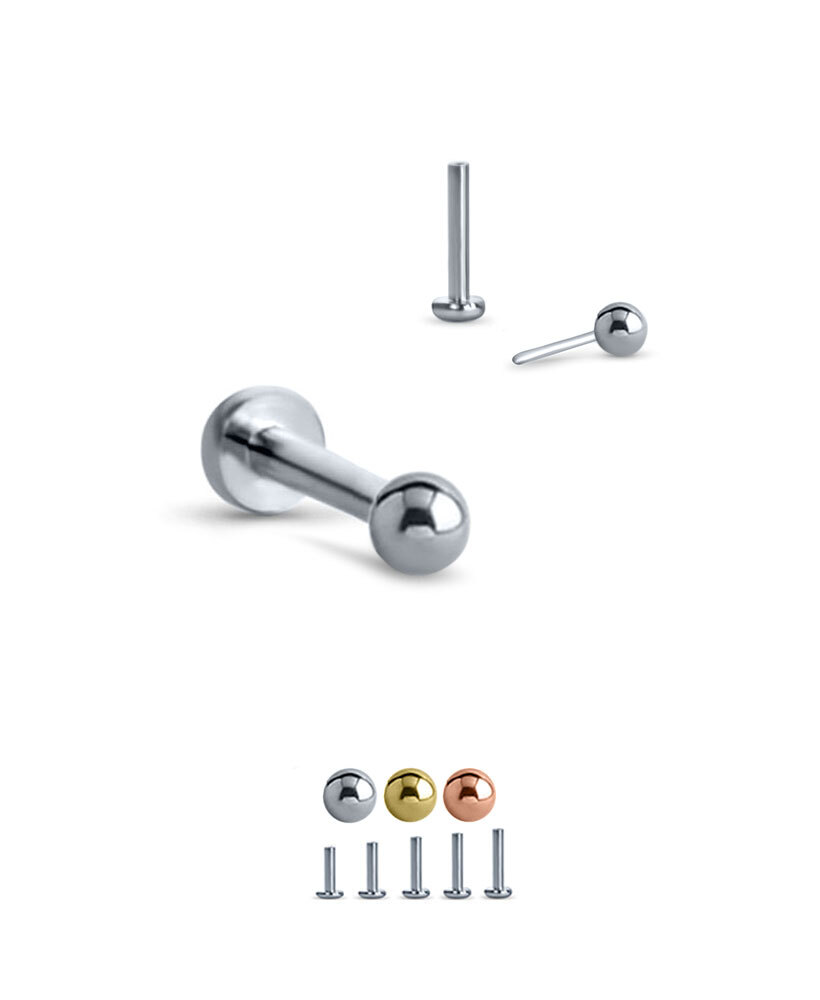 Surgical Steel Threadless Labret Push Pin Nose Ring Monroe Stud Ball 16G 18G 20G