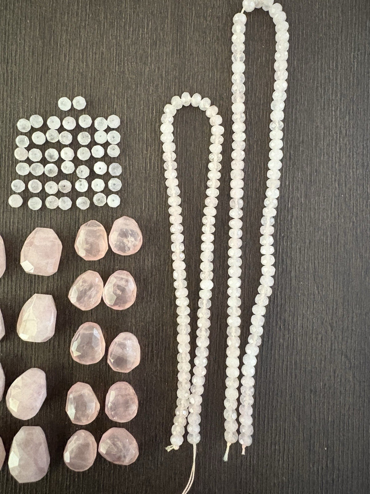 LOT of Mixed Rose Quartz Drops Stones Beads Roundelle Faceted READ INFO