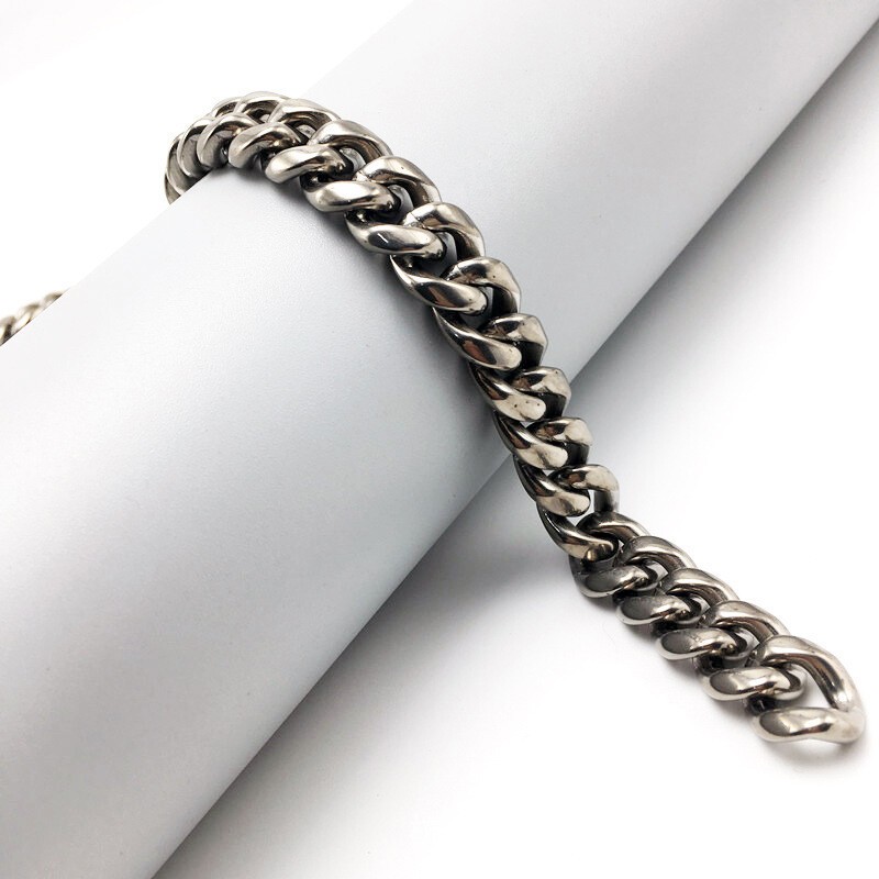New 14mm TA1 Pure Titanium Cuban Chain Bracelet Necklace Anti Allergic Skin Care