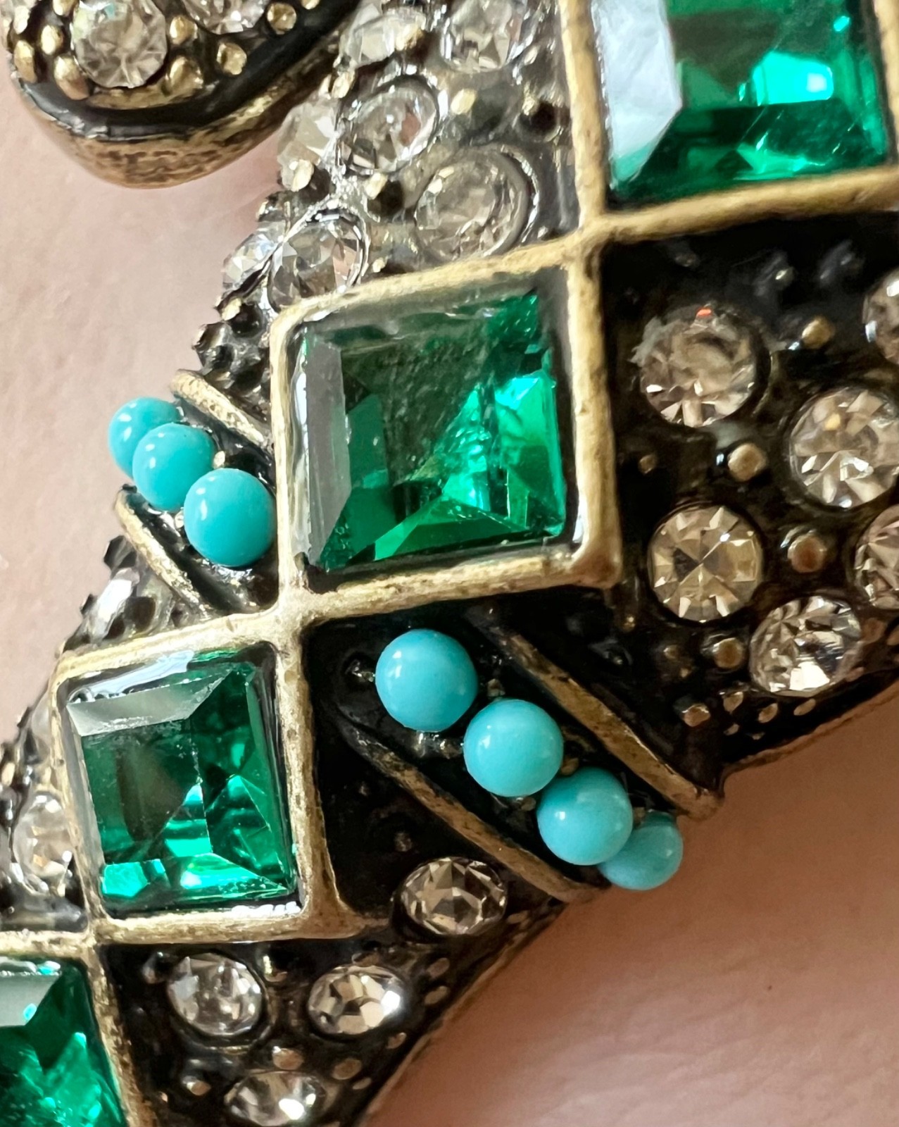KJL SNAKE Bracelet Kenneth Jay Lane Emerald Ruby Crystal Victorian Egyptian Rev.