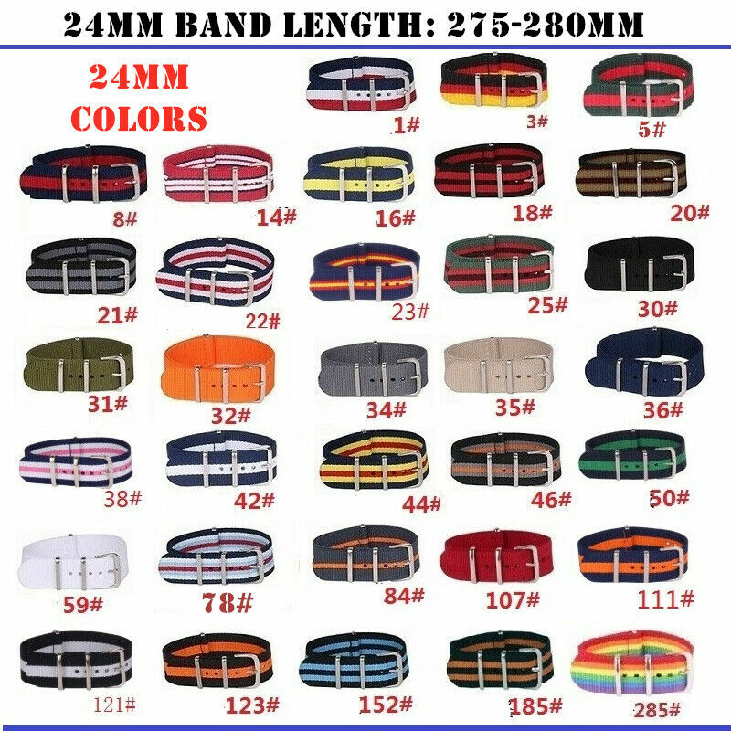 12/14/16/18/20/22/24MM Width Military Nylon Bands Replacement Straps Accessories