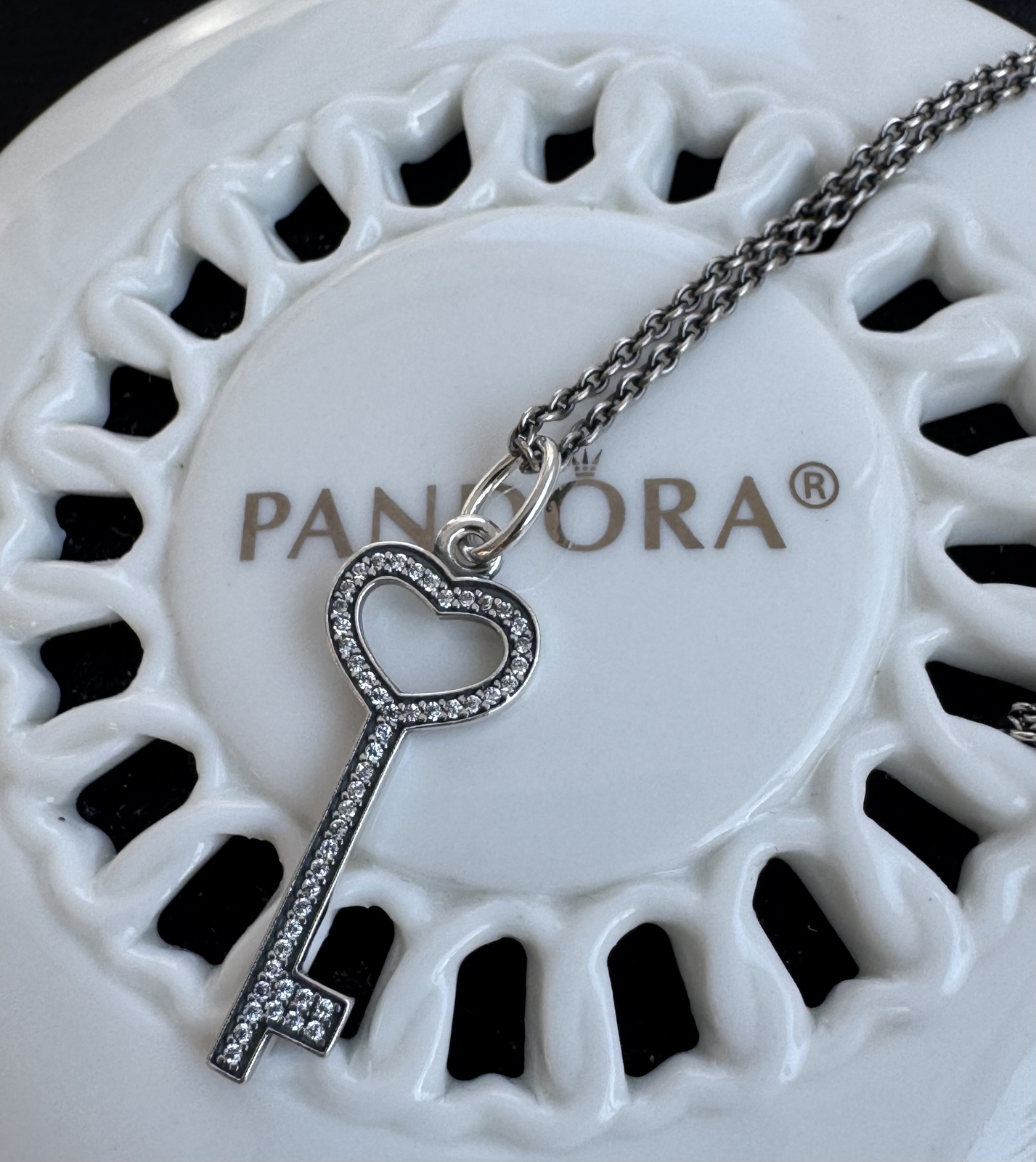 Authentic Pandora Unlock My Heart Key Chain Necklace #390369CZ-90 cm / 35.4 in