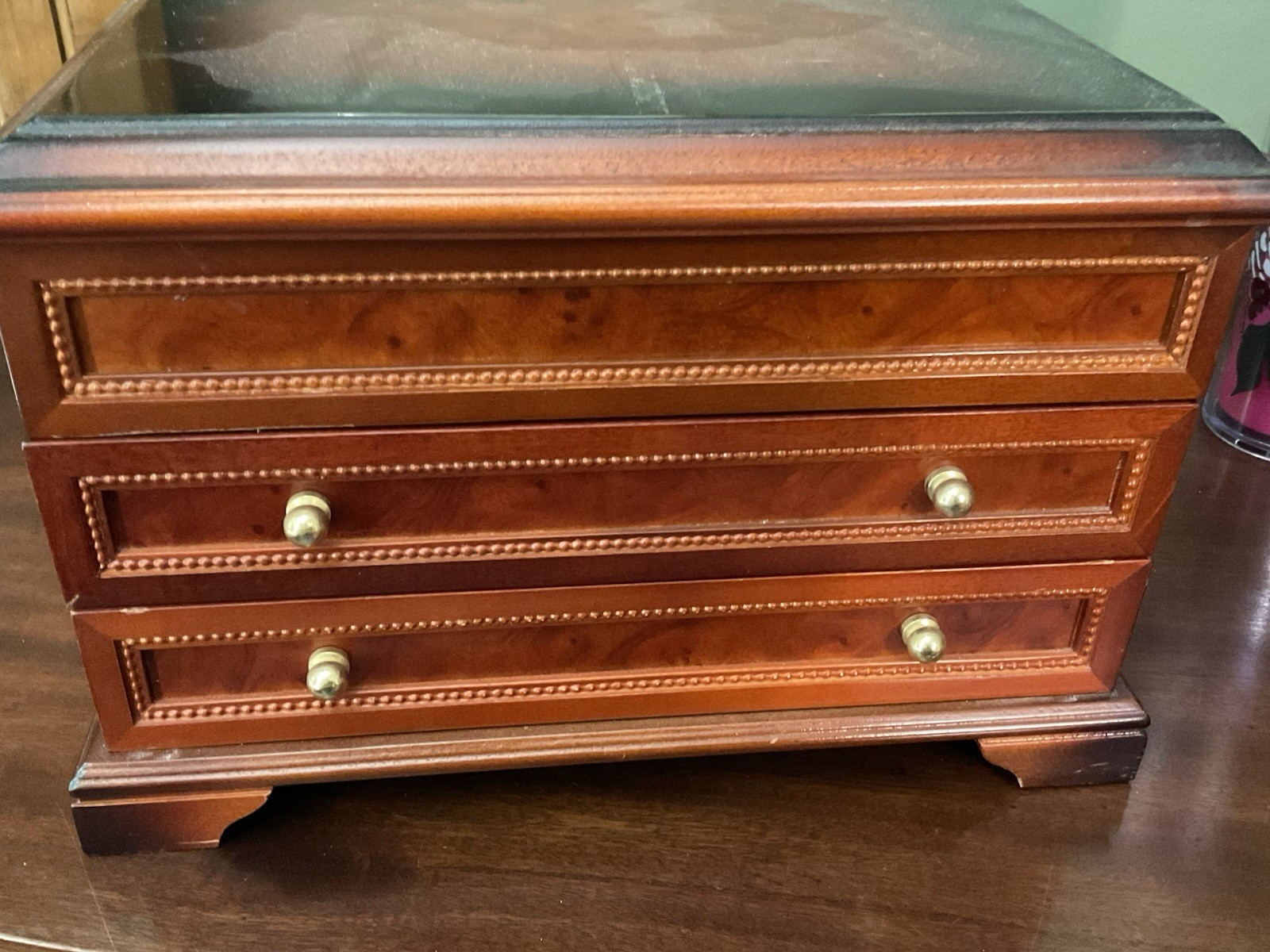 jewelry box wood. 12 Inches Long, 8inches Wide And 8 Inches Tall