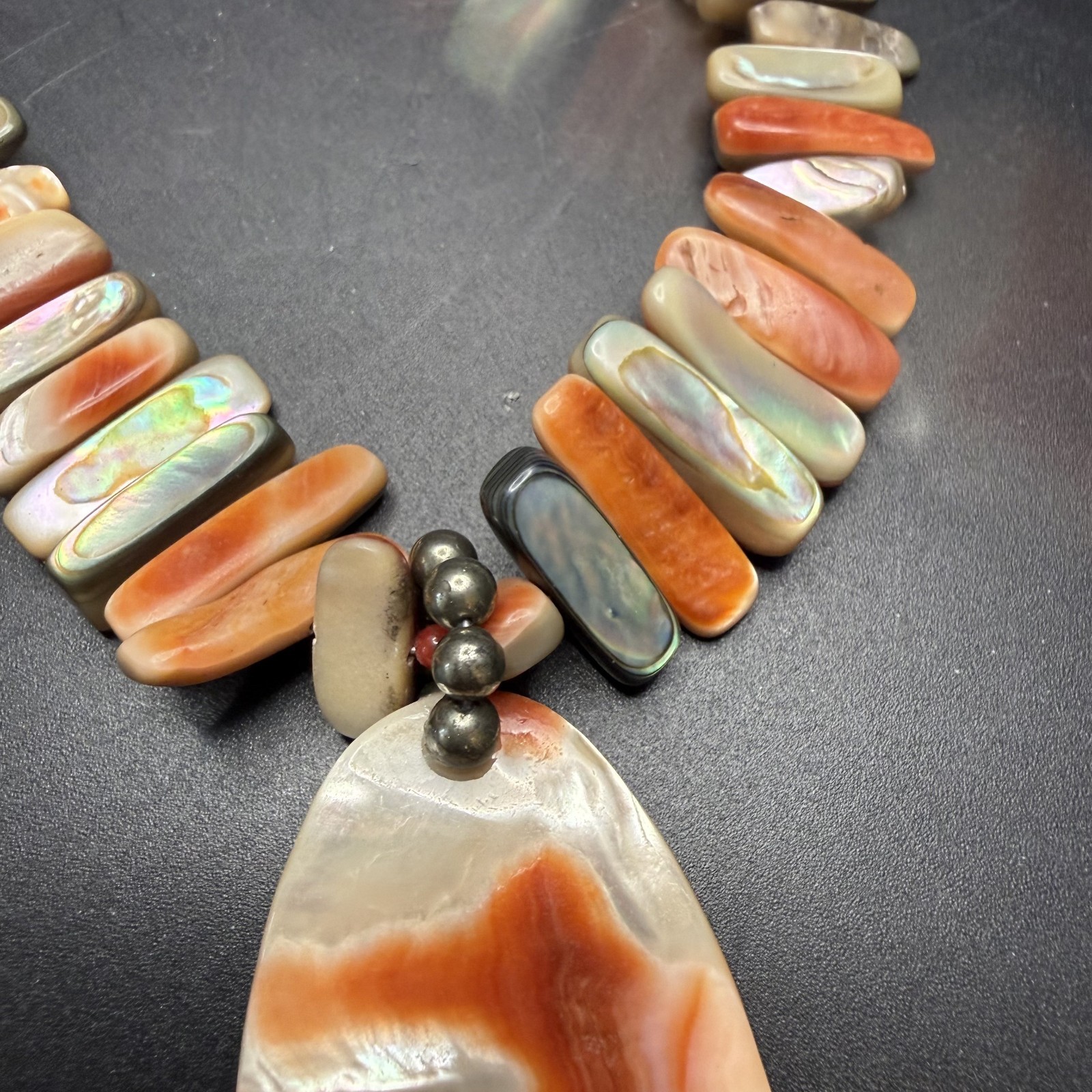 Silpada Red Abalone Shell Necklace 925 Sterling Silver Reversible Pendant N1046