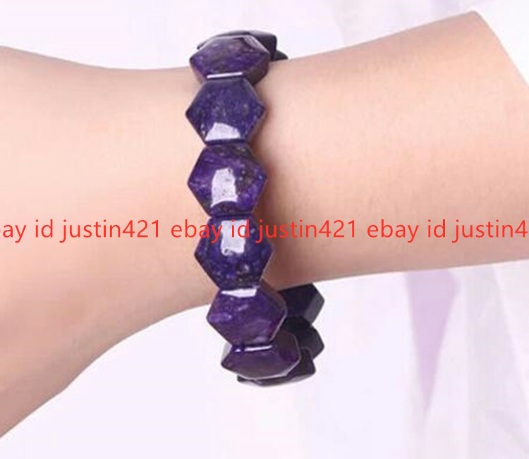 Rare Top Quality Natural Purple Charoite Crystal Rhombus Gems Bracelet 7.5” AAA