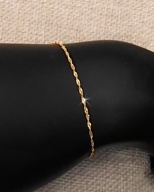 REAL GOLD *** Fine Twisted Bangle Bracelet Singapore Chain / 16-17-18-19cm