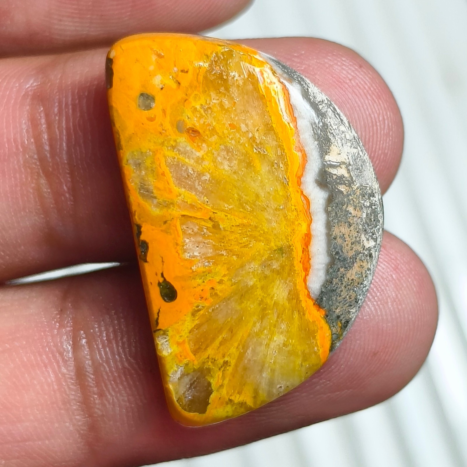 Natural Polished Bumble Bee Jasper Cabochon, Loose Gemstone For Wire Wrapped