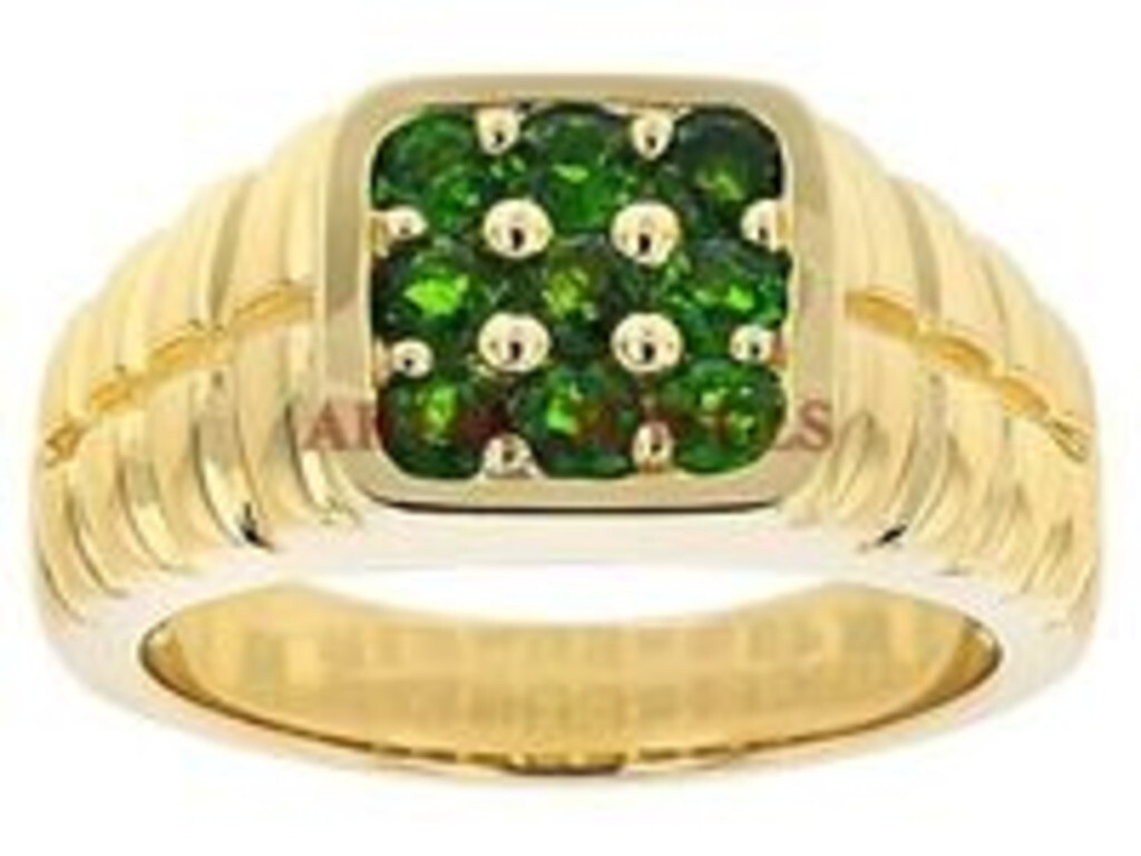 Natural Tsavorite Gemstone With 14K Gold Plated Silver Ring for Men’s #2912