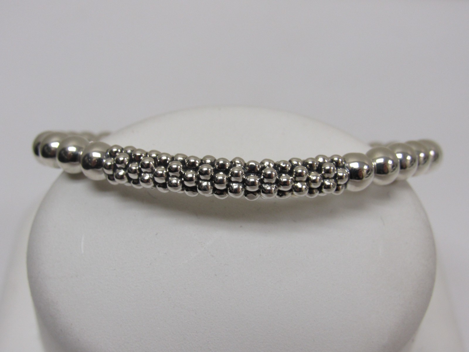 Designer LAGOS Sterling Silver Signature Caviar Stretch Bracelet