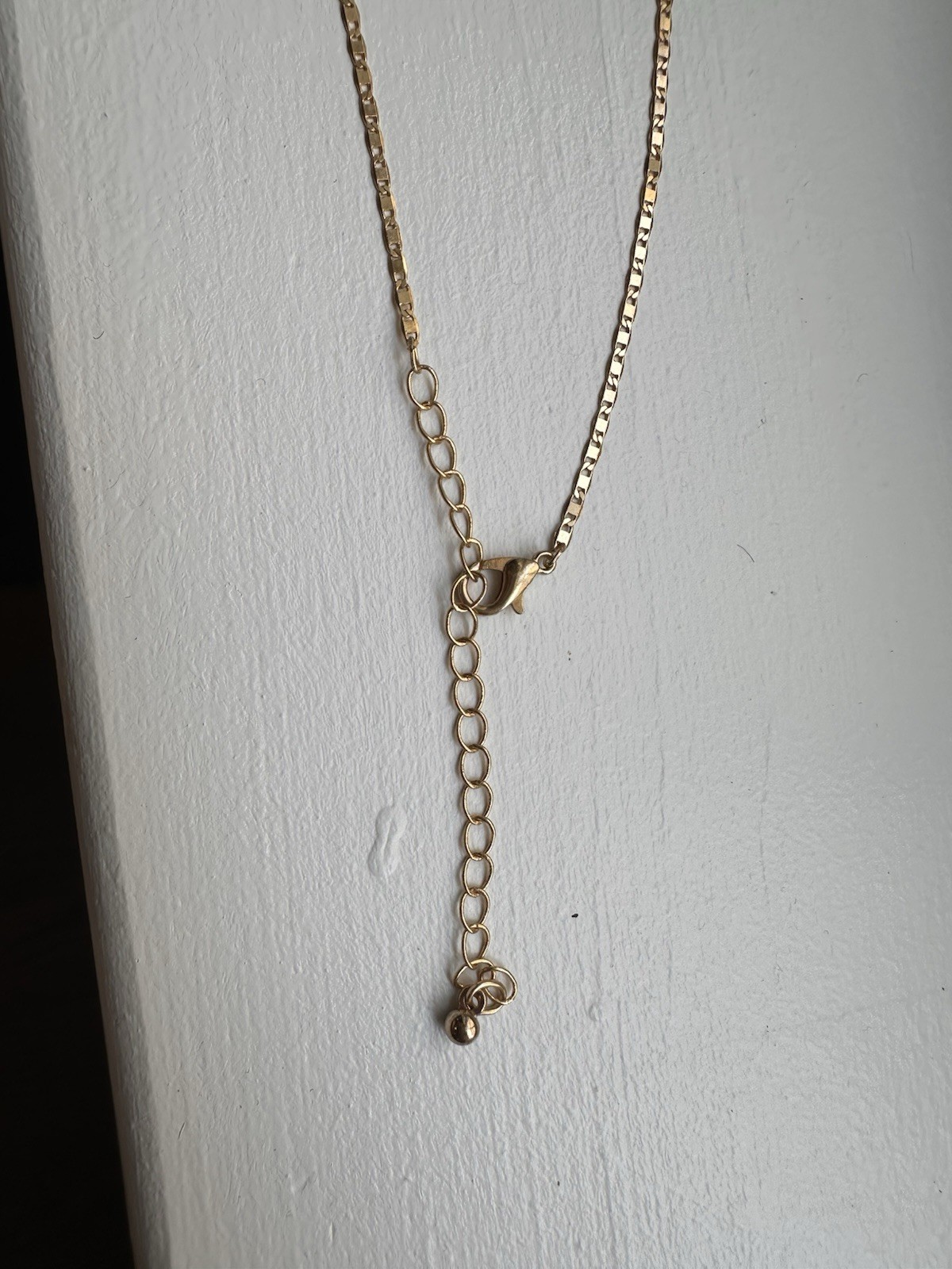 Gold Tone Box Chain Necklace Lobster Clasp Adjustable 14 in No Stone