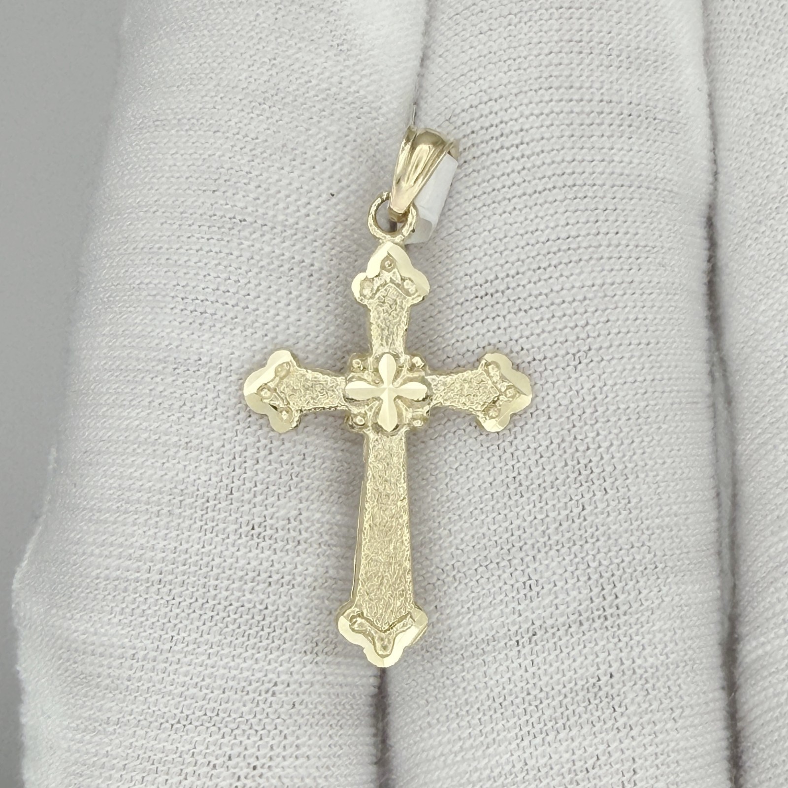 10k Yellow Gold Unisex Nugget Cross Religious Charm Pendant