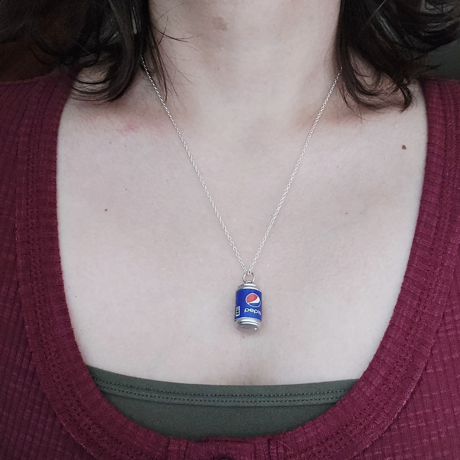 Dainty Silver Pepsi Pepis Necklace
