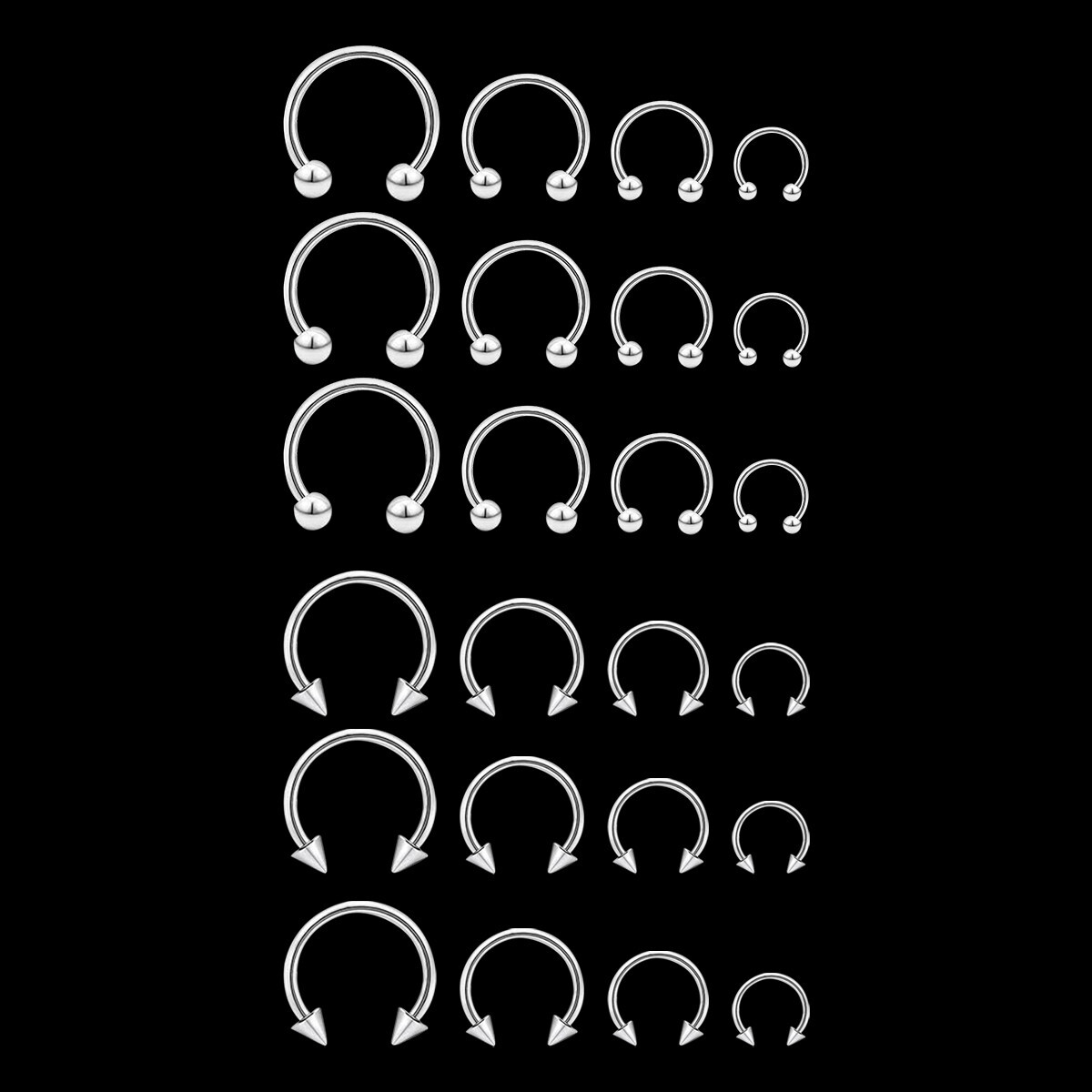 8-24Pcs 16G 14G Circular Barbell Horseshoe Rings Lip Septum Piercing Earrings